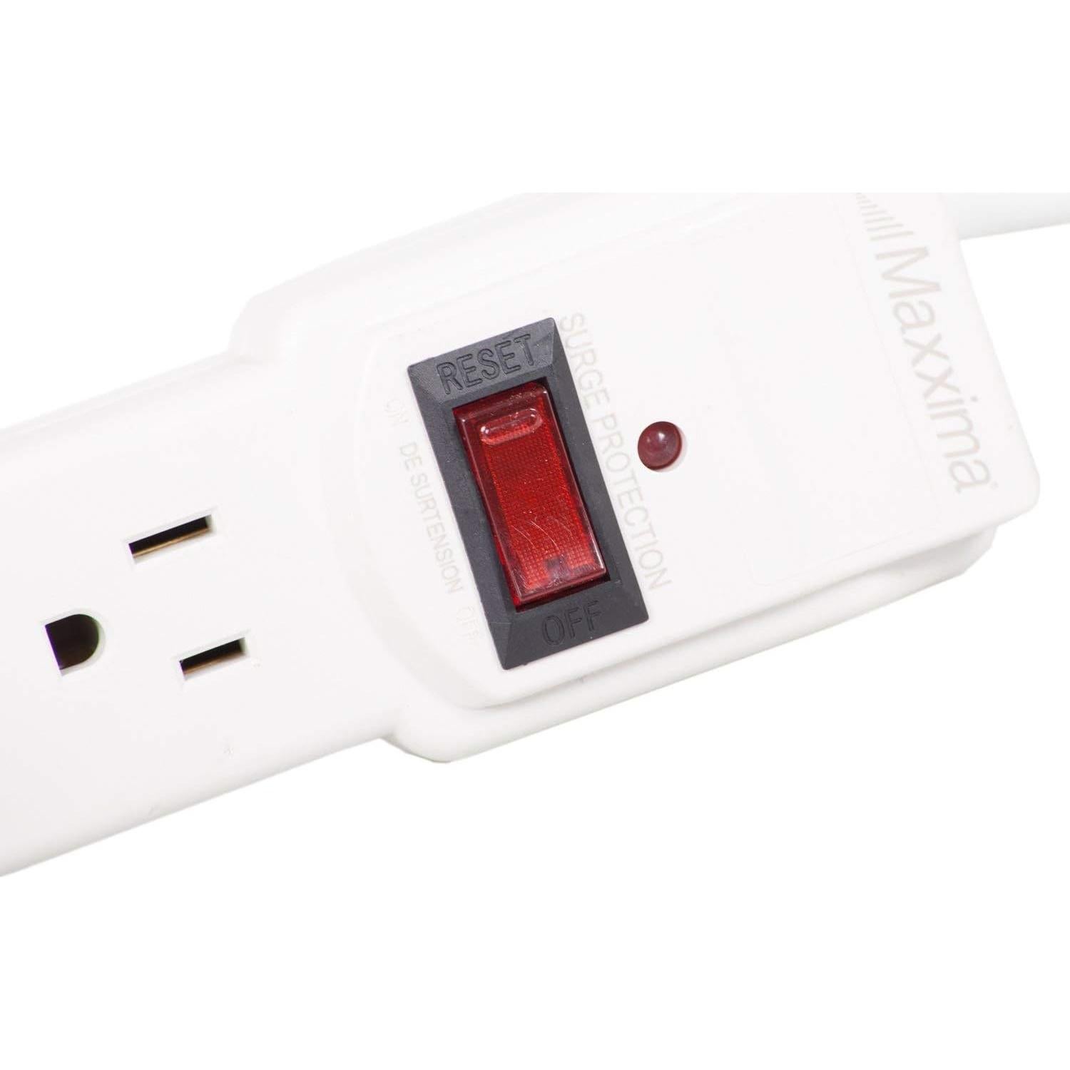 Regleta de Enchufes Maxxima 6 Salidas 300 Julios Blanca - Paquete de 4