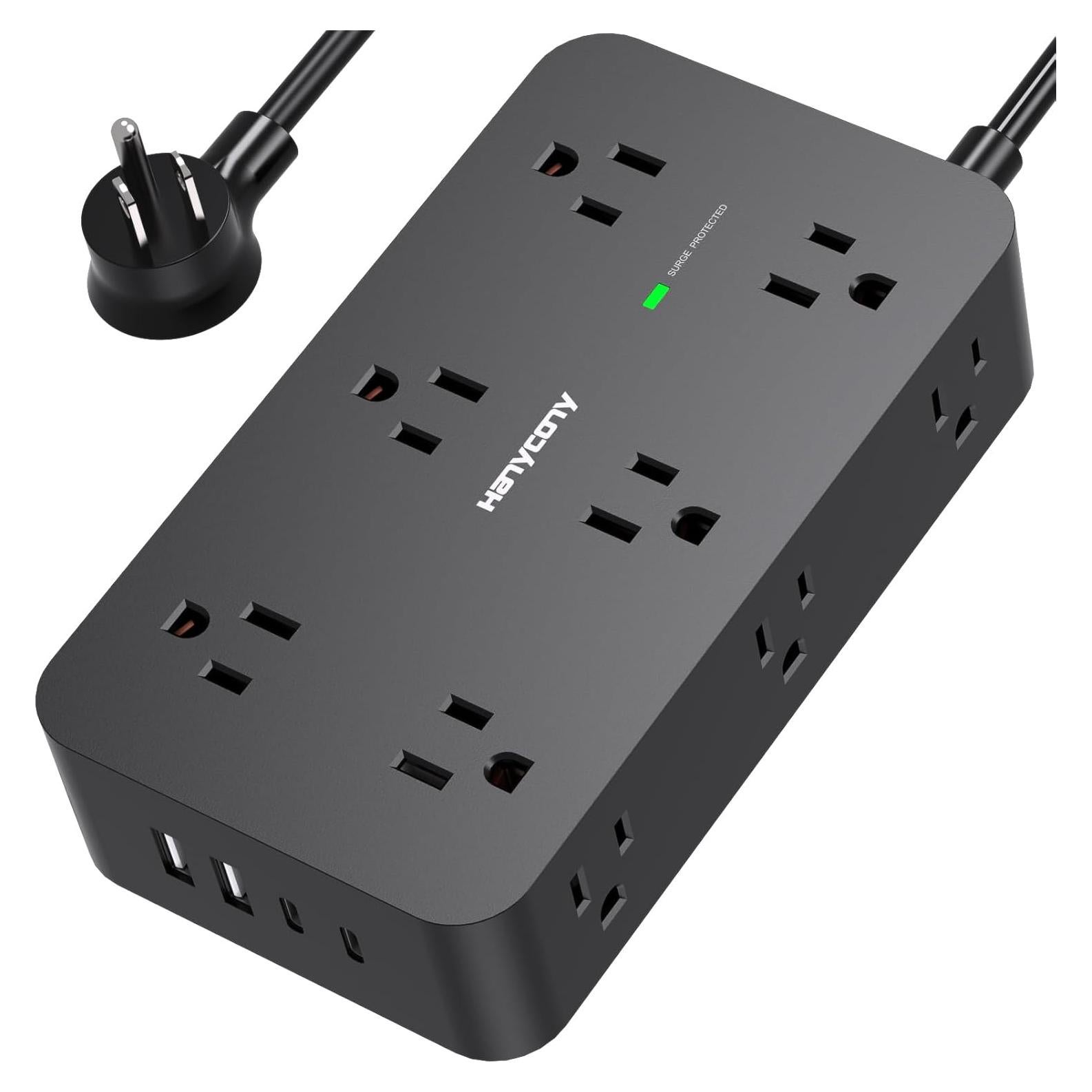 Regleta de Sobretensión HANYCONY 12 Salidas 4 USB C 1.83m