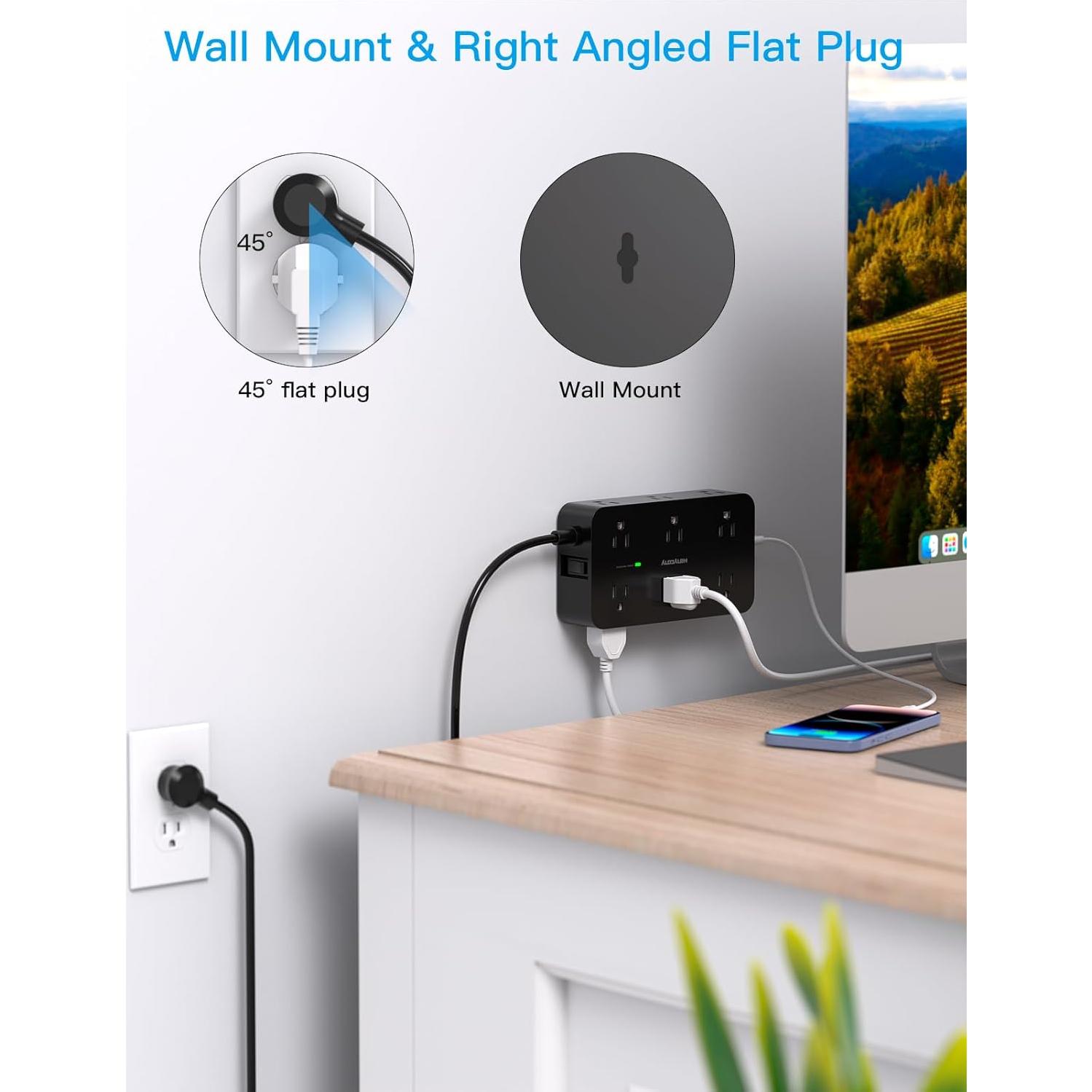 Regleta de Sobretensión HANYCONY 12 Salidas 4 USB C 1.83m