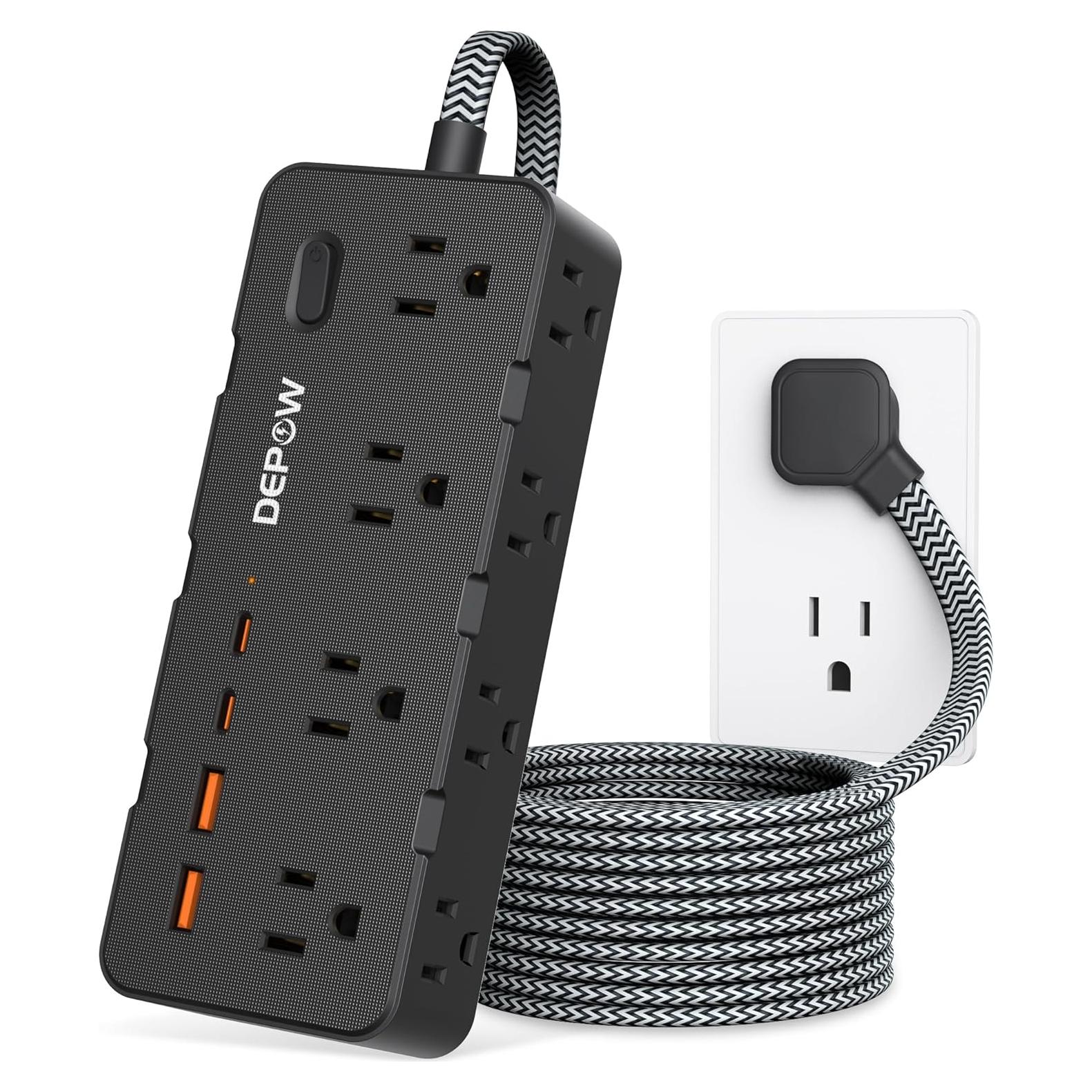 Regleta de Alimentación DEPOW 12 en 1 con 8 Salidas y 4 USB