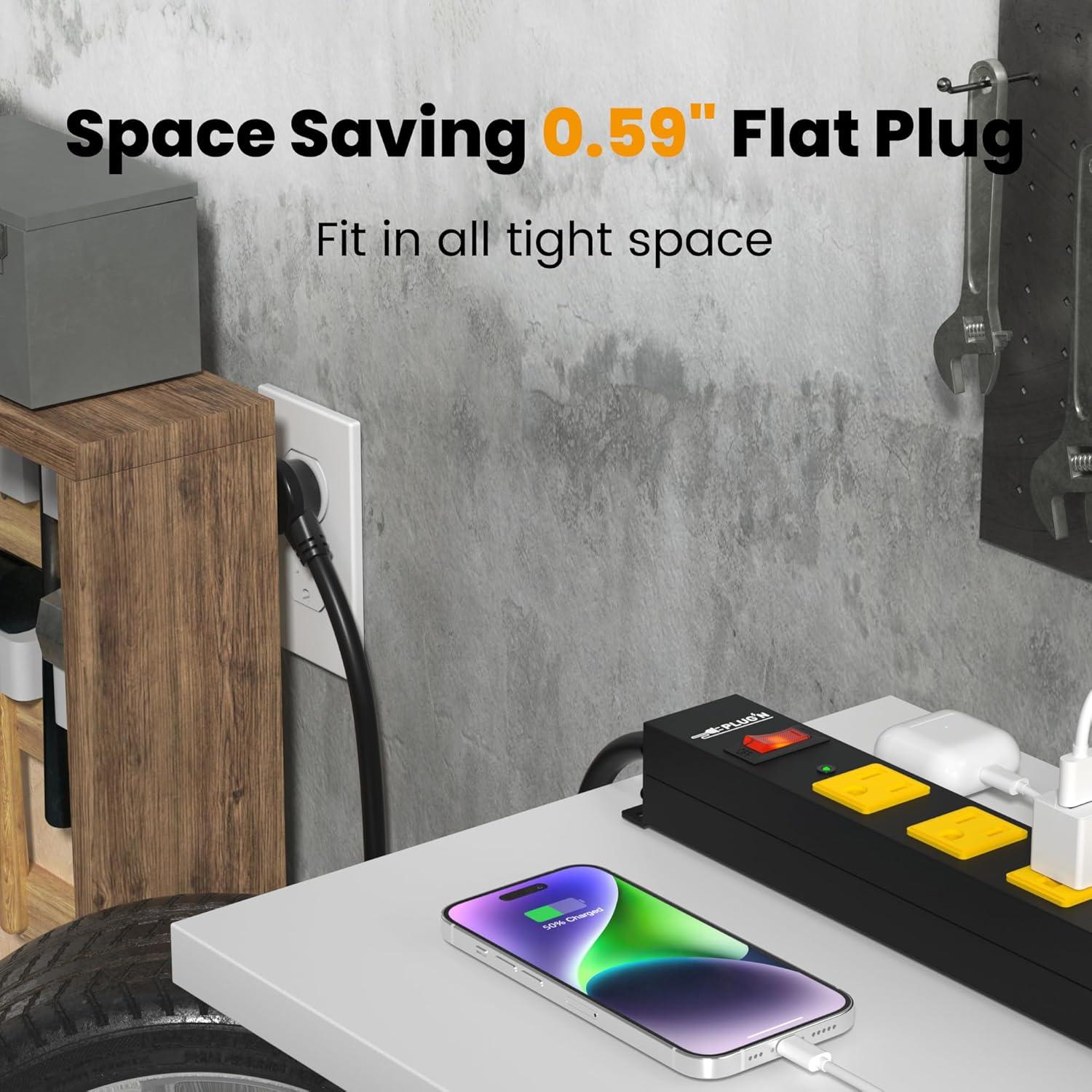 Regleta de Enchufes 12 Puertos Plug'n 6FT 2100 Julios Protección