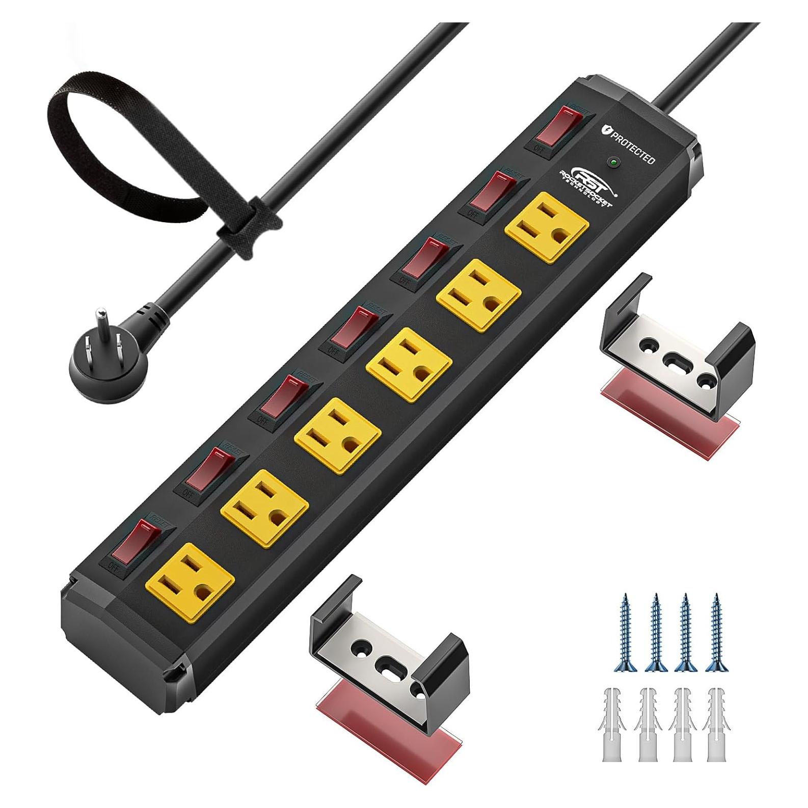 Tira de Energía CRST 6 Salidas Metal 1200 Julios 6FT