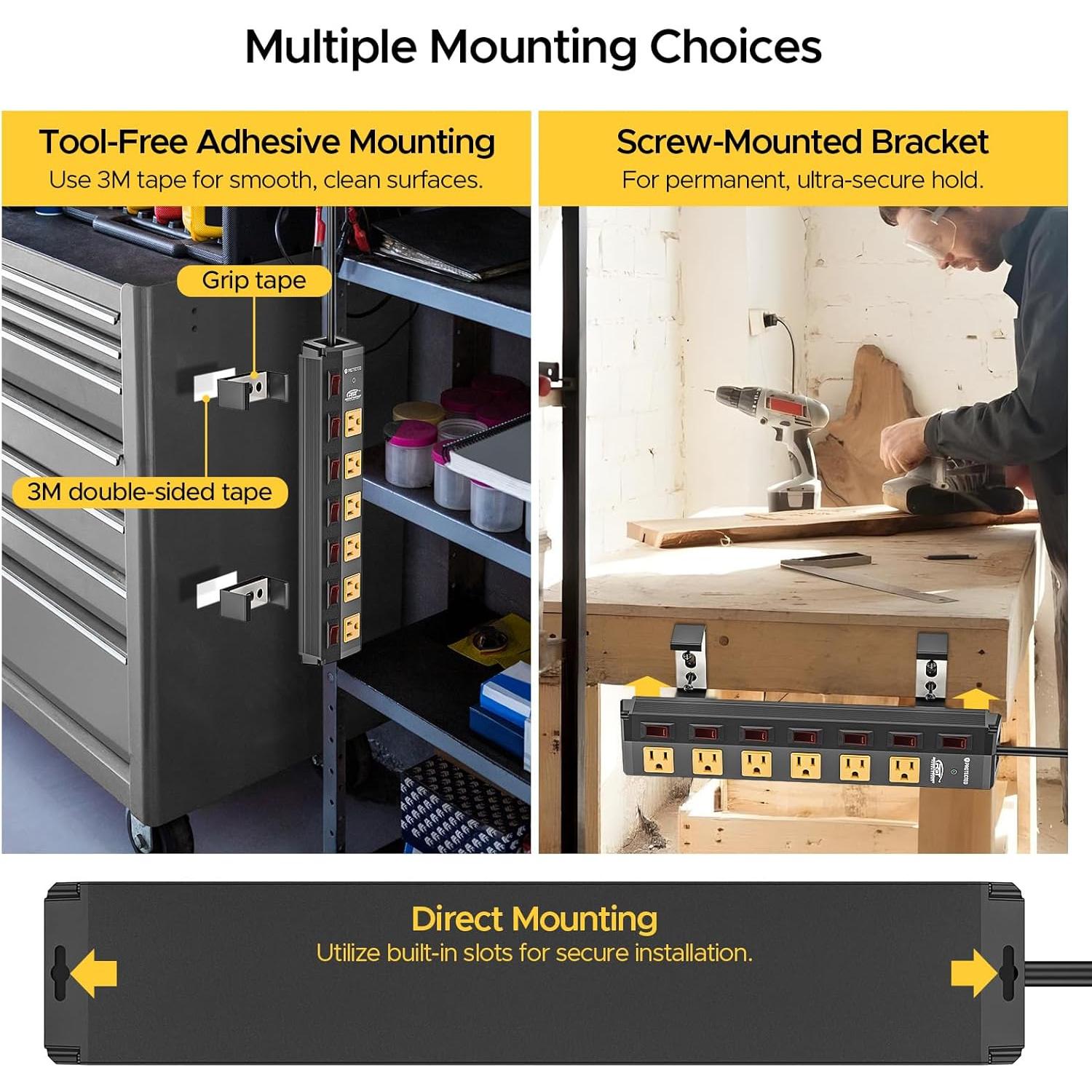 Tira de Energía CRST 6 Salidas Metal 1200 Julios 6FT