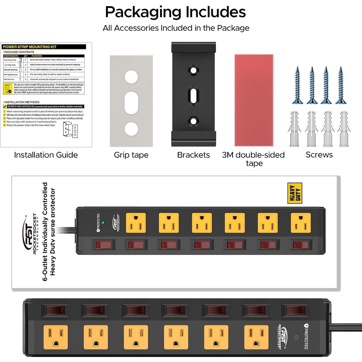 Tira de Energía CRST 6 Salidas Metal 1200 Julios 6FT