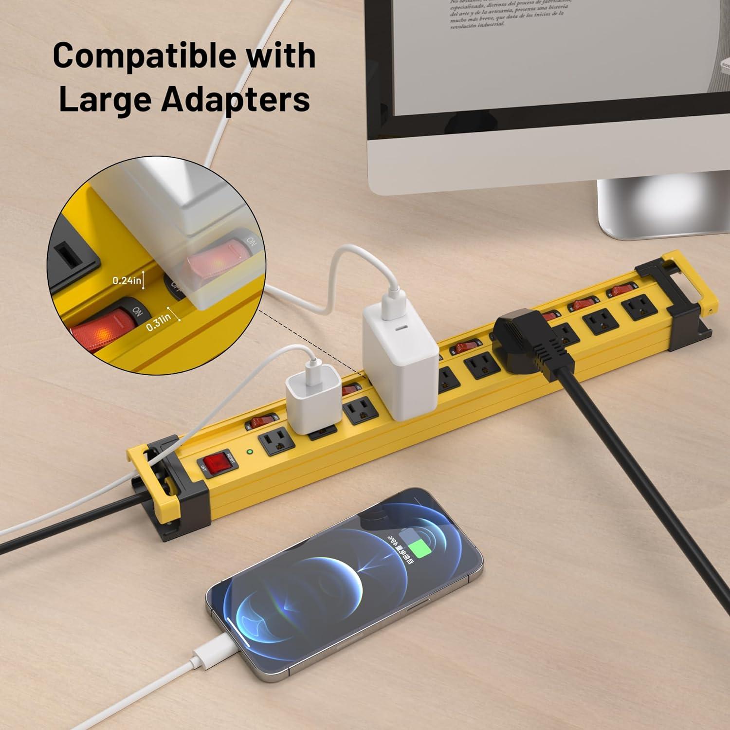 Regleta de 10 Salidas Plug'n con Protector de 3300J y Cable de 2.74m