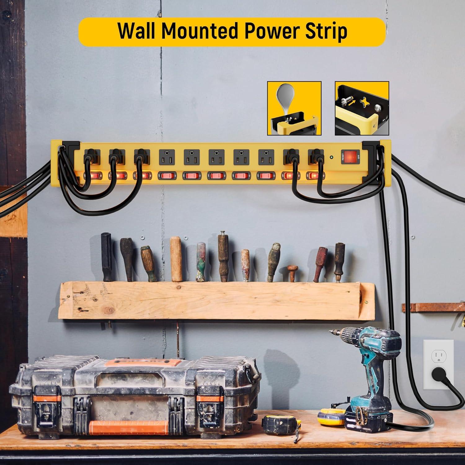 Regleta de 10 Salidas Plug'n con Protector de 3300J y Cable de 2.74m