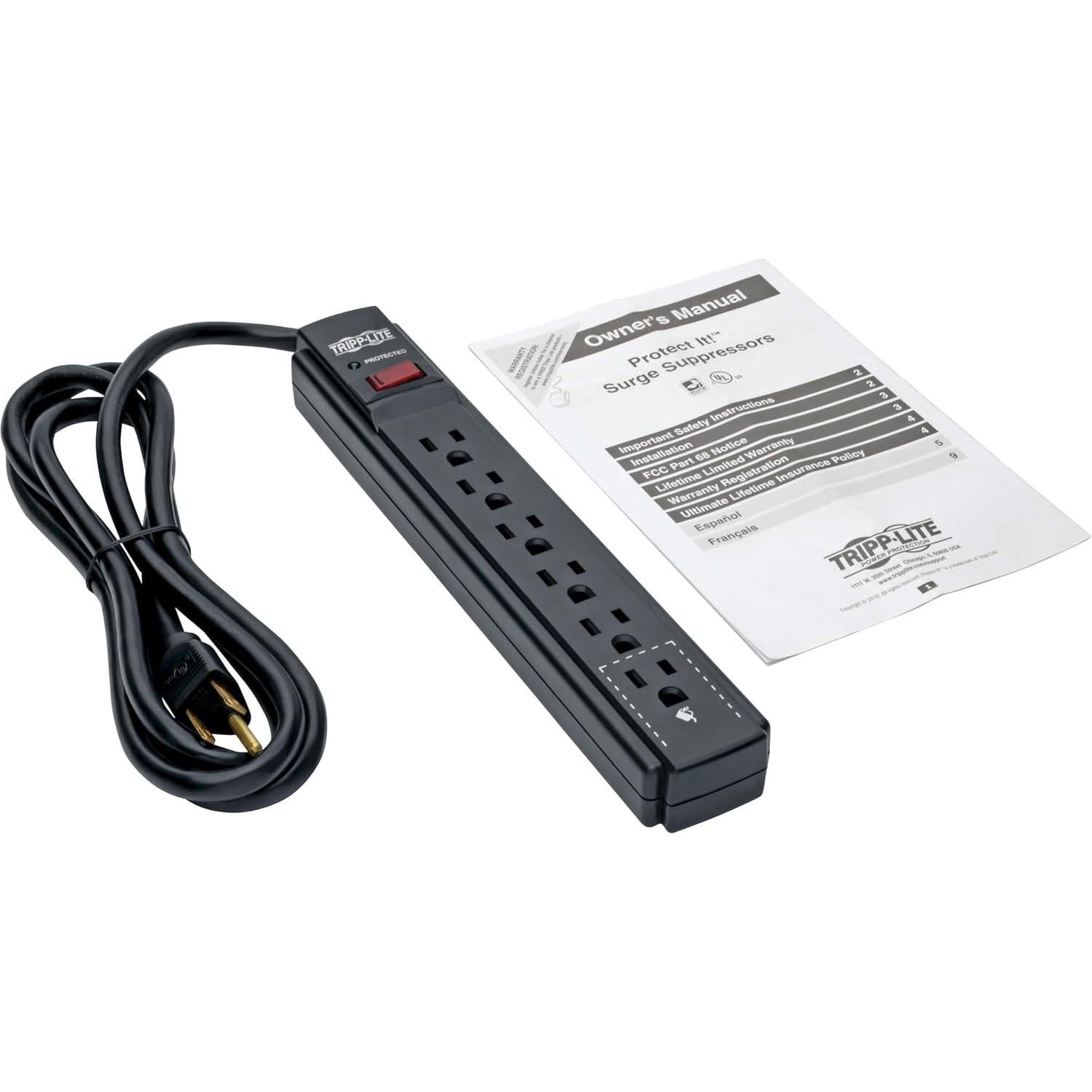 Protector de Sobretensión Tripp Lite TLP606B 6 Salidas 900 Julios