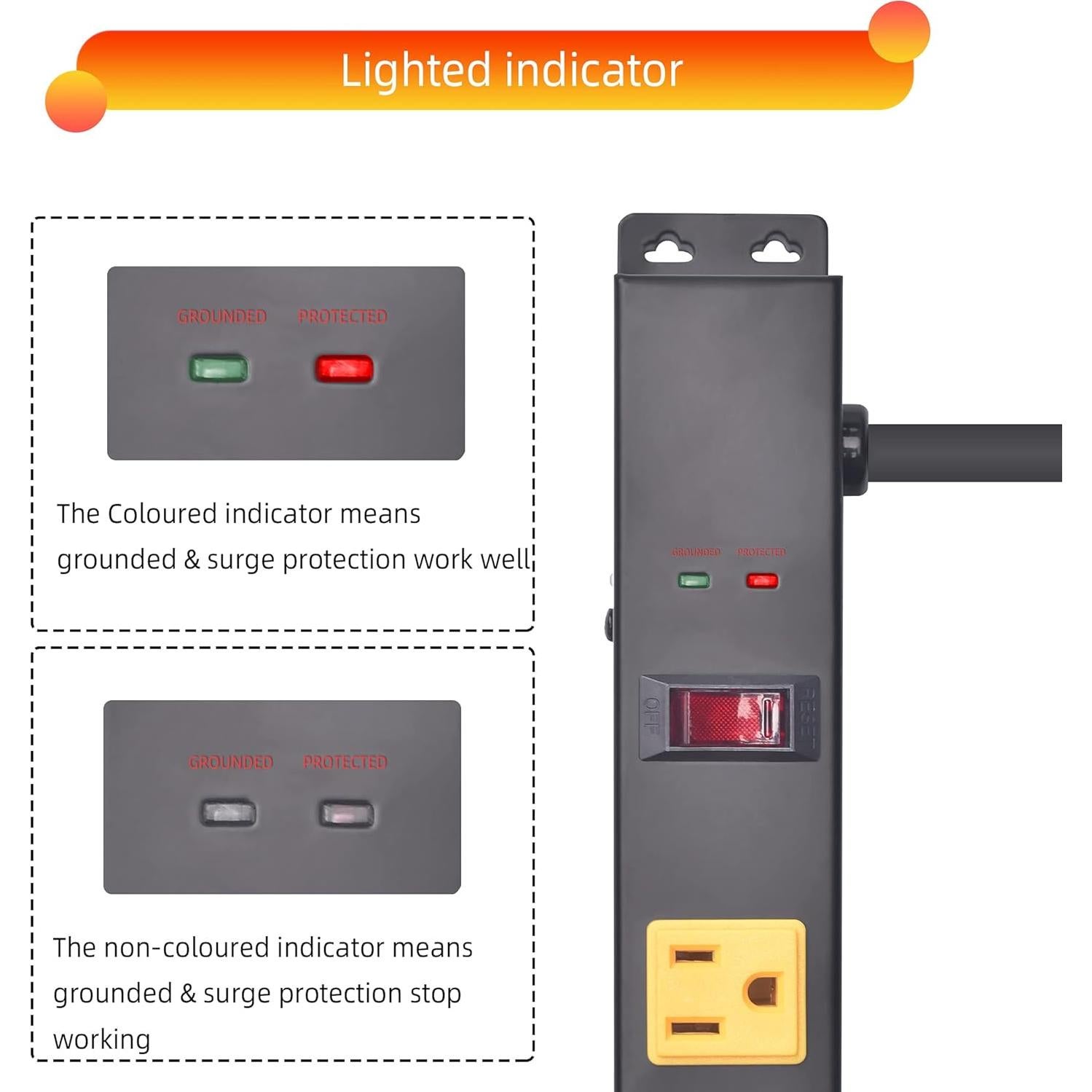 Tira de Poder con Protector de Sobretensión JIANGSILING 10 Salidas 1.83m