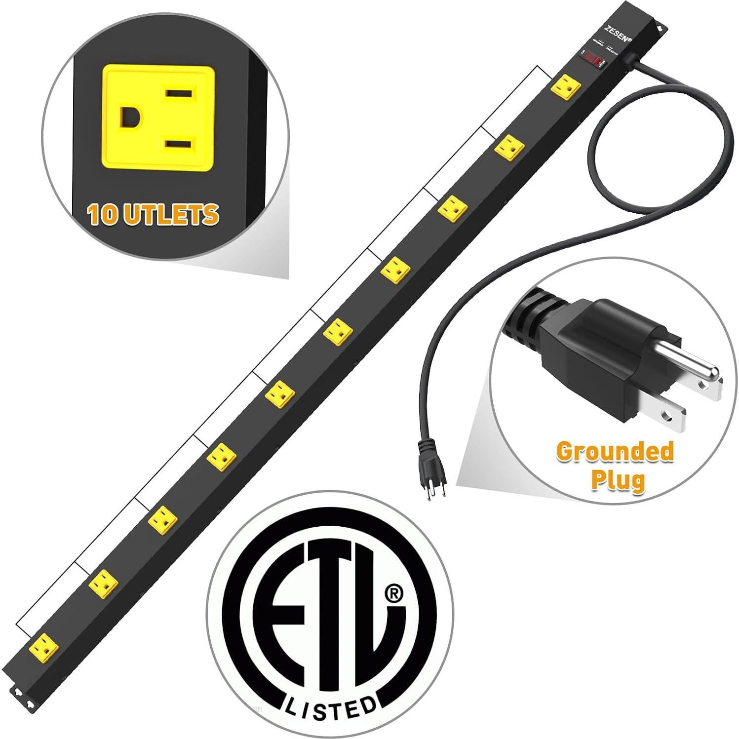 Regleta de Potencia ZESEN 10 Salidas 1200 Joules 1.2m