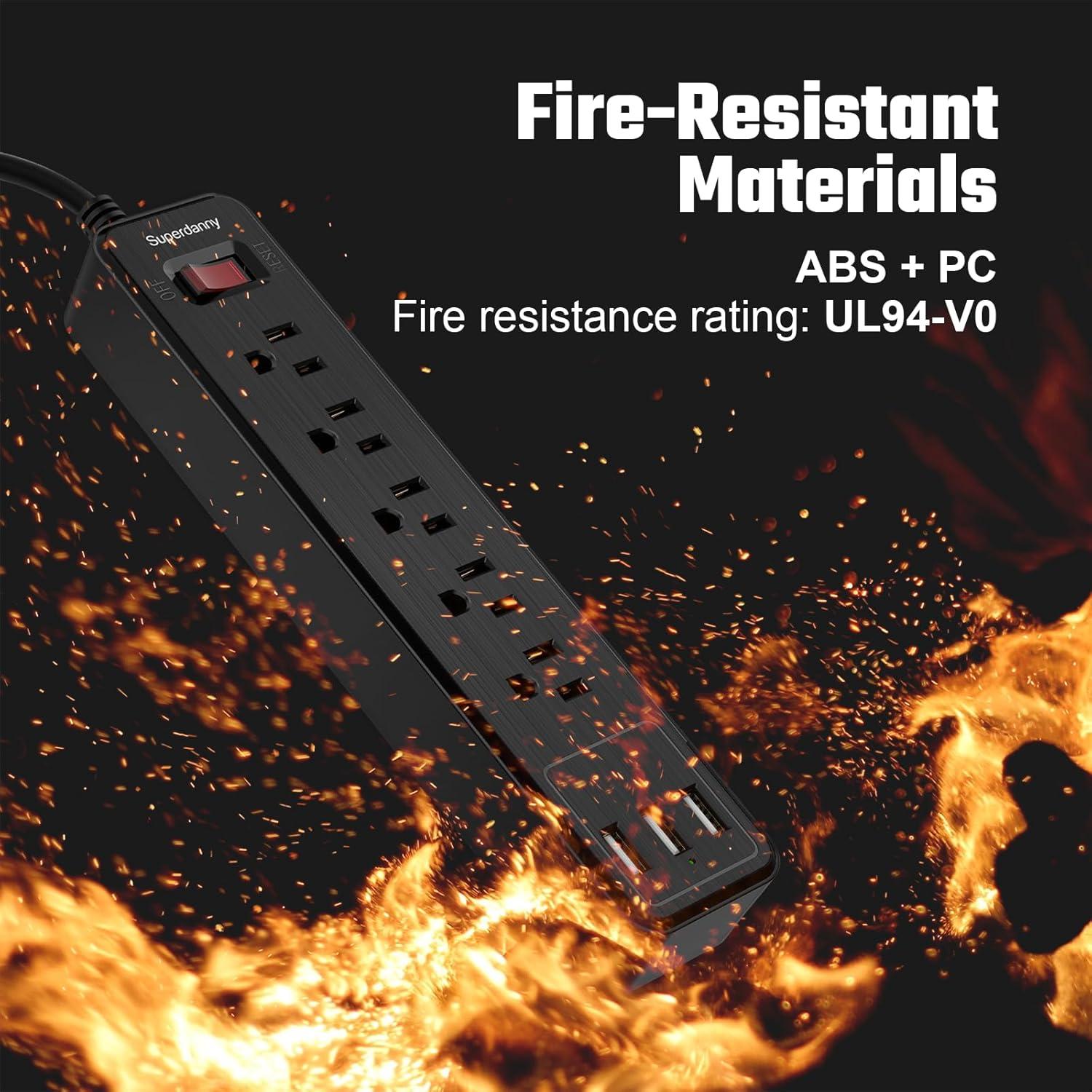 Regleta de 5 Salidas y 3 USB SUPERDANNY 1.37m Negro