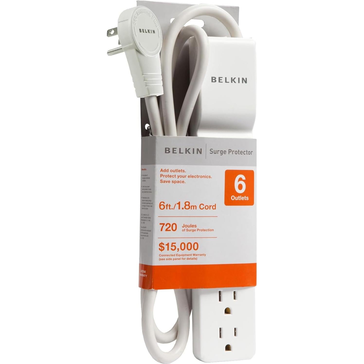 Regleta de Energía Belkin SlimLine 6 Salidas 700 Julios 1.83m