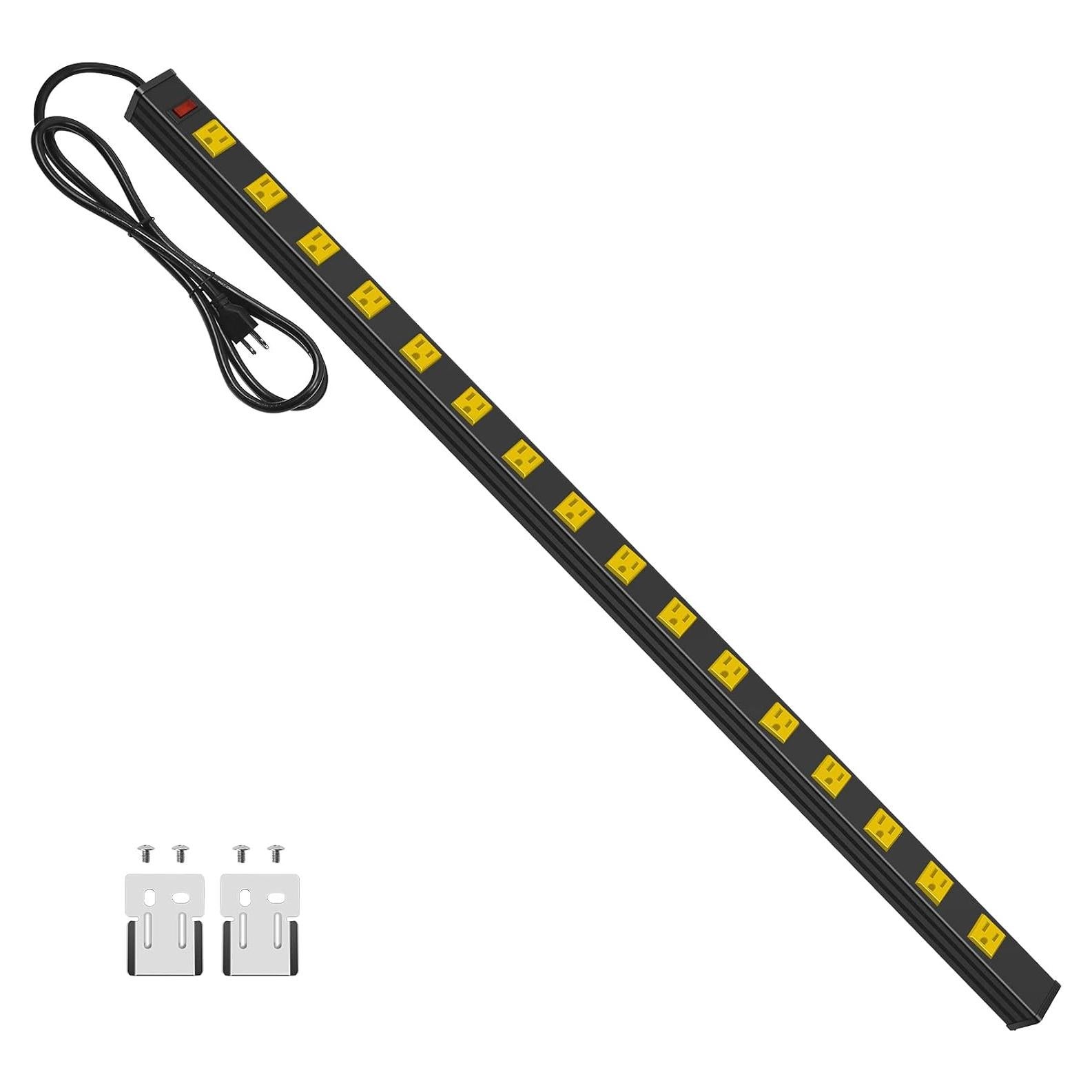 Tira de Poder Metálica JUNNUJ 16 Salidas 6 PIES 15A Amarillo