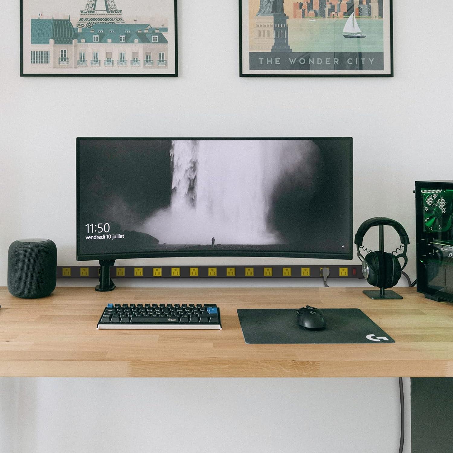 Tira de Poder Metálica JUNNUJ 16 Salidas 6 PIES 15A Amarillo