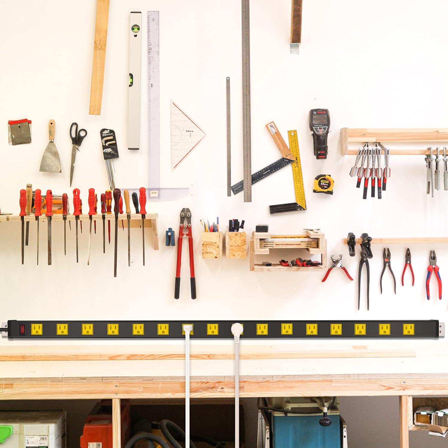 Tira de Poder Metálica JUNNUJ 16 Salidas 6 PIES 15A Amarillo