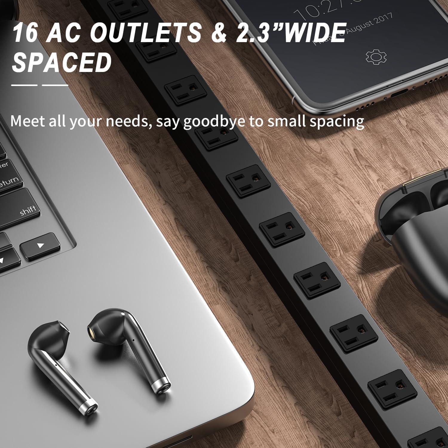 Tira de Alimentación Metálica Berigtta 16 Salidas 1800J 1.83m