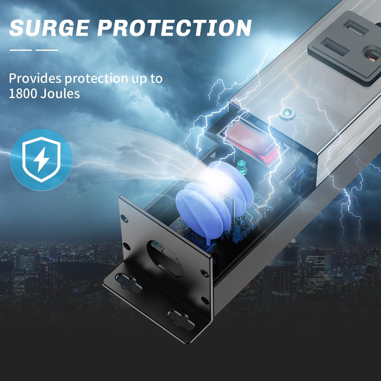 Tira de Alimentación Metálica Berigtta 16 Salidas 1800J 1.83m