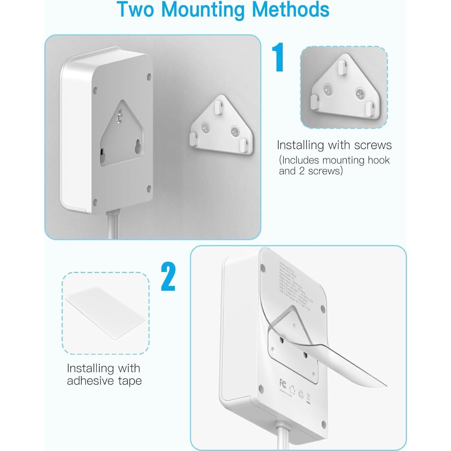 Extensor de Enchufe Eléctrico PAEWOK 4 Salidas 3 USB Blanco