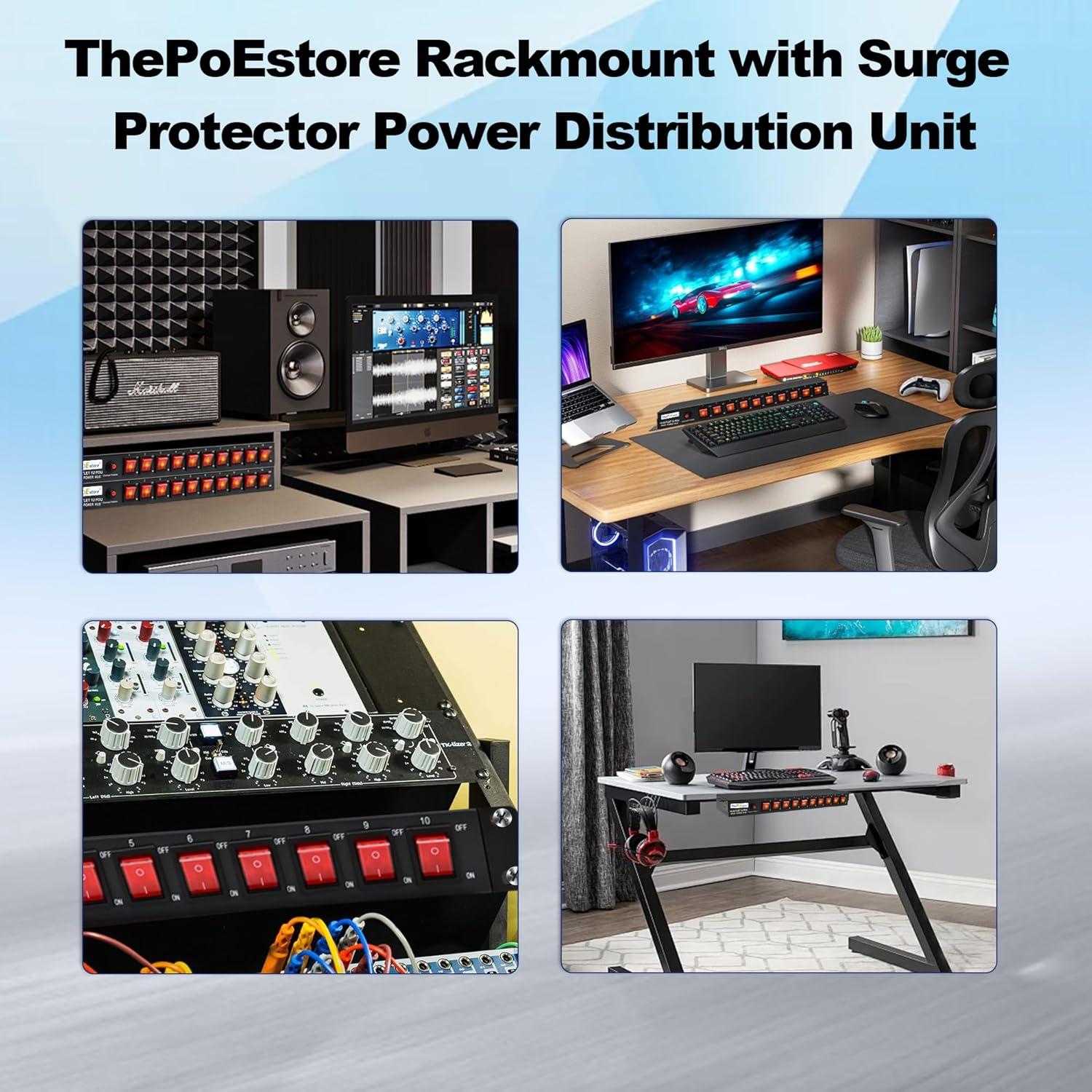 PDU Montaje en Rack 10 Salidas ThePoE 1U 15A 100-240V