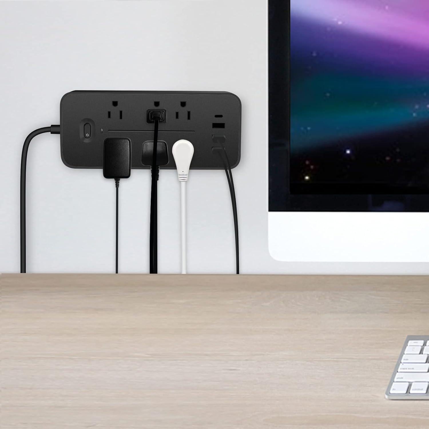 Regleta de Protección Sobretensiones KEVEIU 6 Salidas 4 USB 1 USB-C