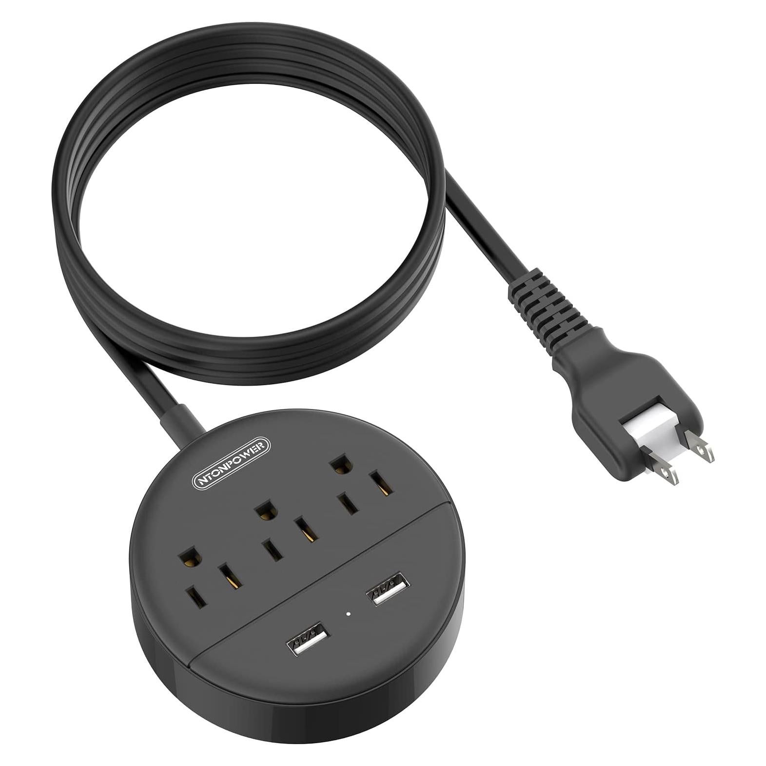 Regleta NTONPOWER 2 Enchufes 1.5m con 2 USB y Montaje en Pared