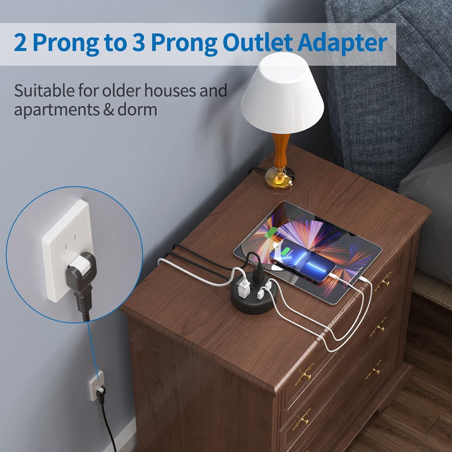 Regleta NTONPOWER 2 Enchufes 1.5m con 2 USB y Montaje en Pared