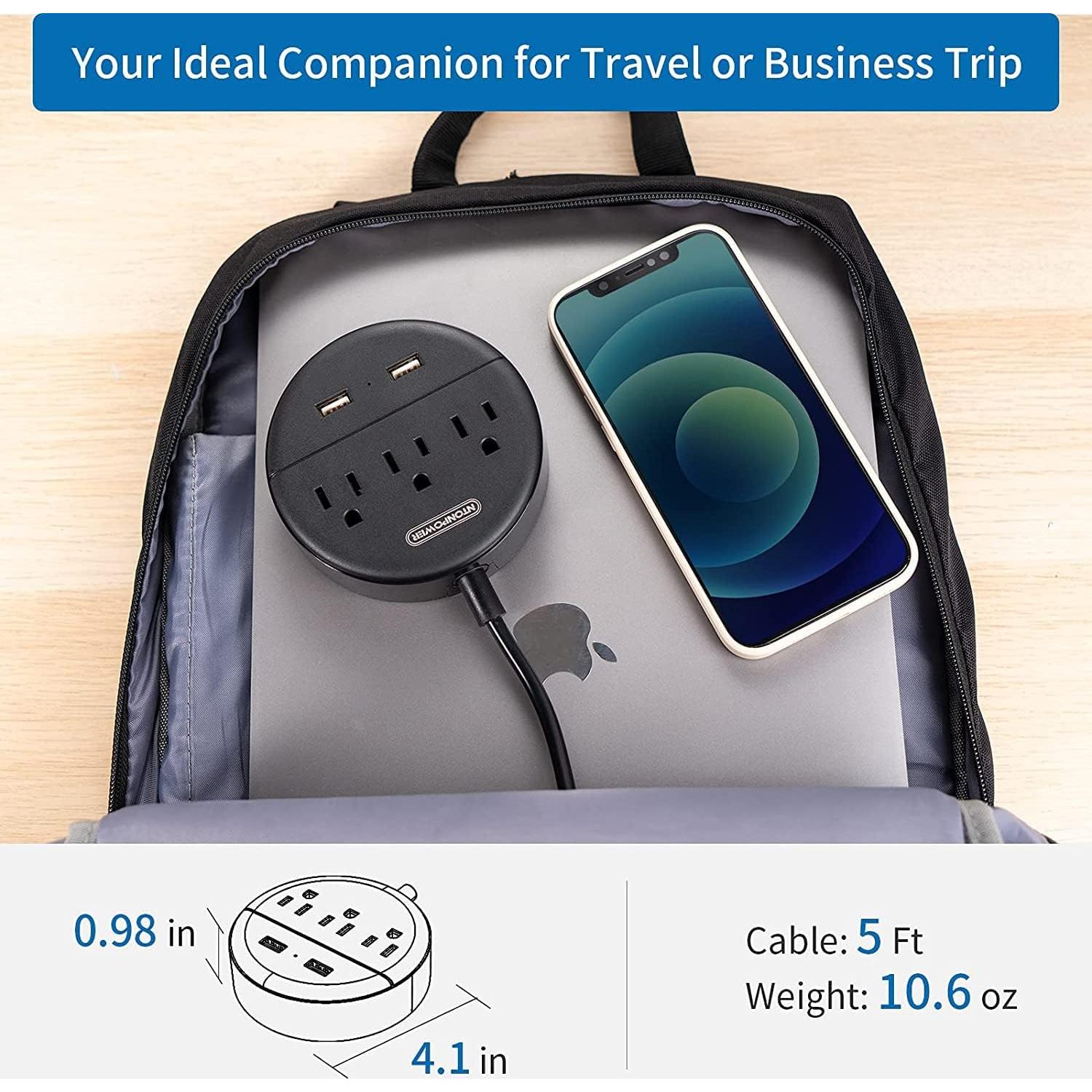 Regleta NTONPOWER 2 Enchufes 1.5m con 2 USB y Montaje en Pared