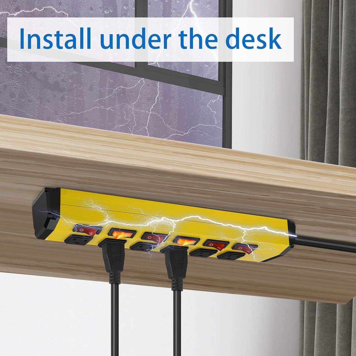 Regleta de Metal ANNQUAN 6 Salidas 6 Interruptores 1200J 1.83m