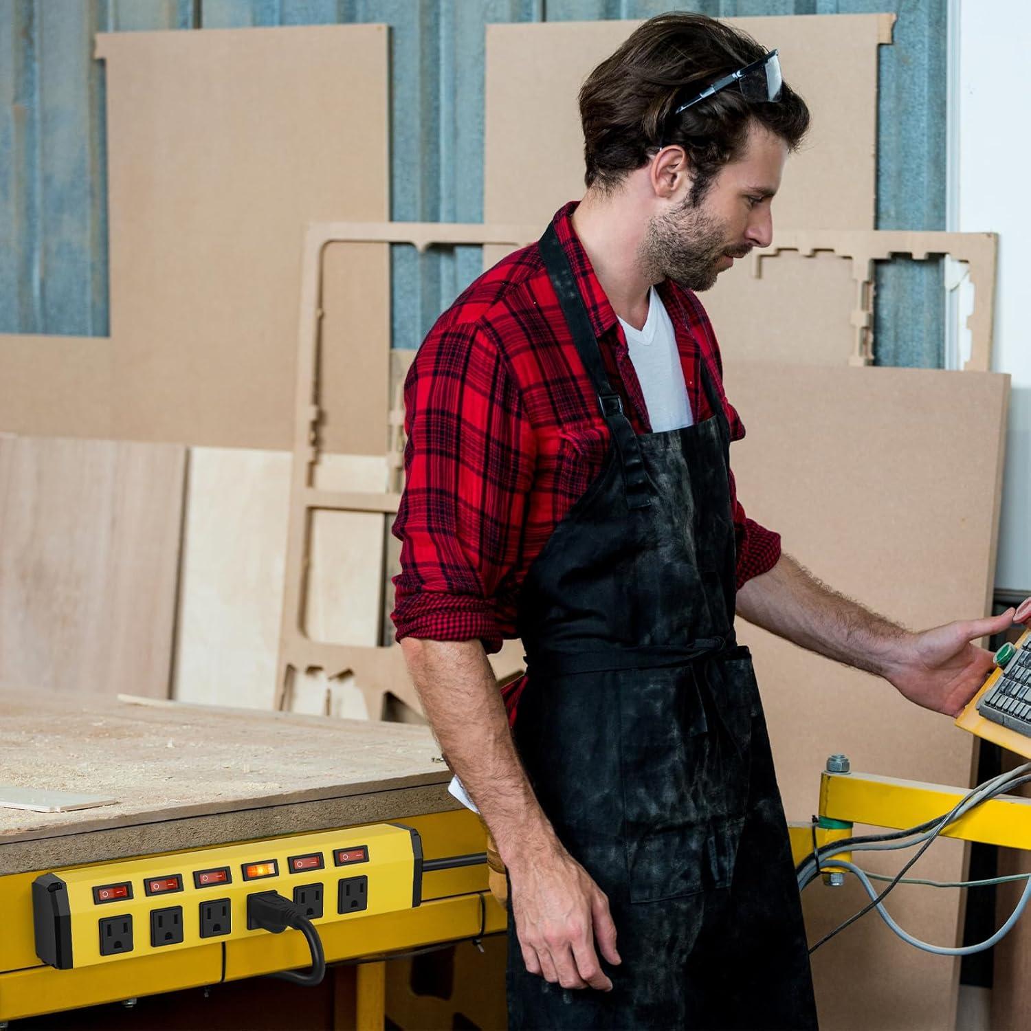 Regleta de Metal ANNQUAN 6 Salidas 6 Interruptores 1200J 1.83m