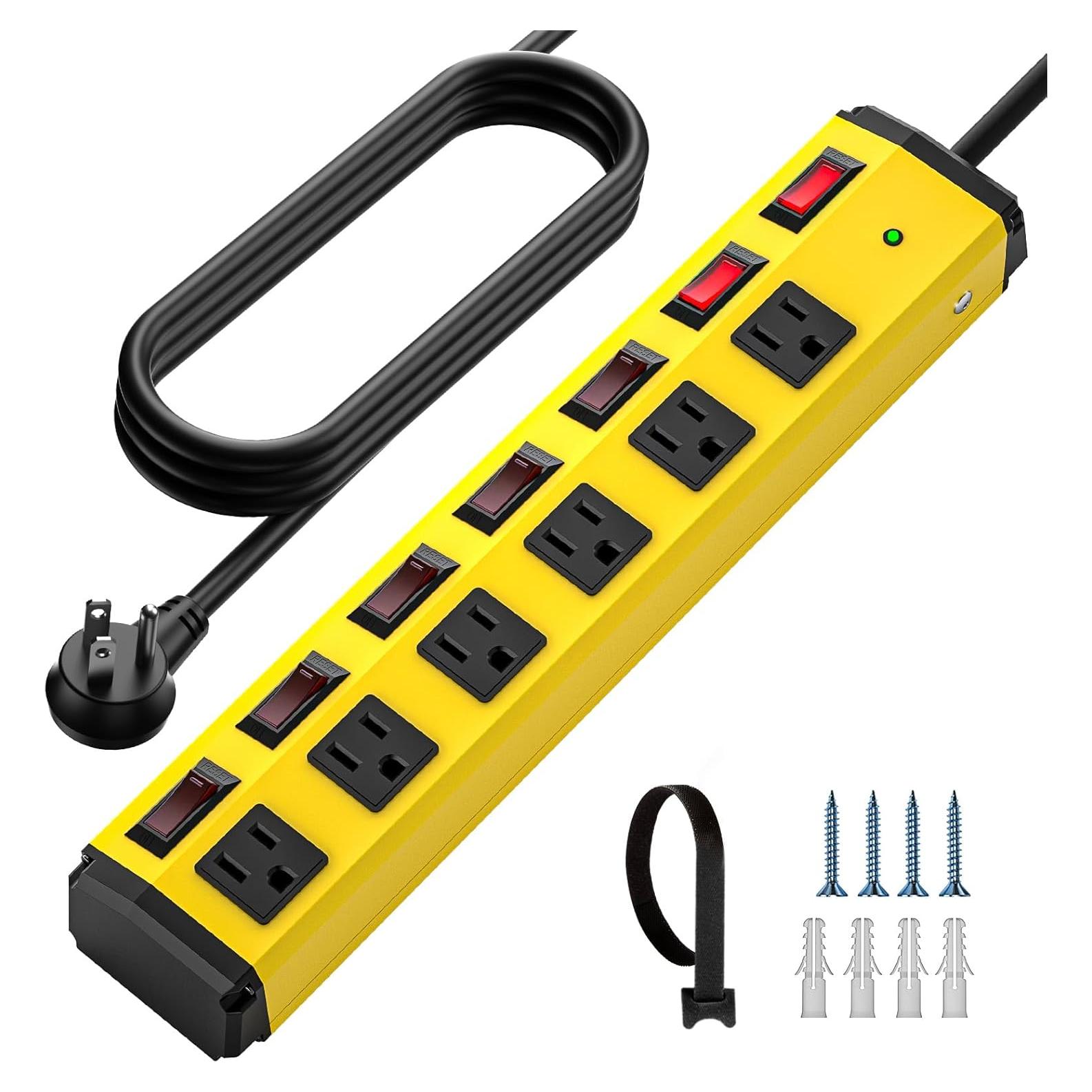 Regleta de Metal CRST 6 Salidas 15A 1200J con Interruptores