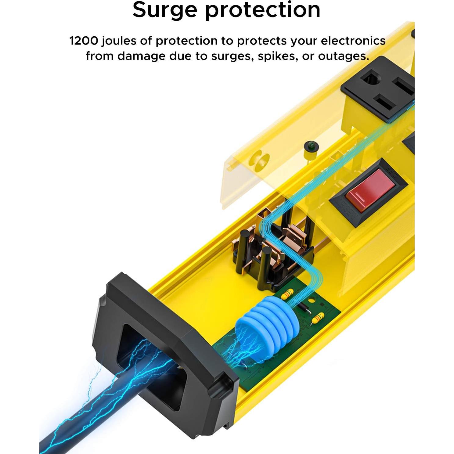 Regleta de Metal CRST 6 Salidas 15A 1200J con Interruptores