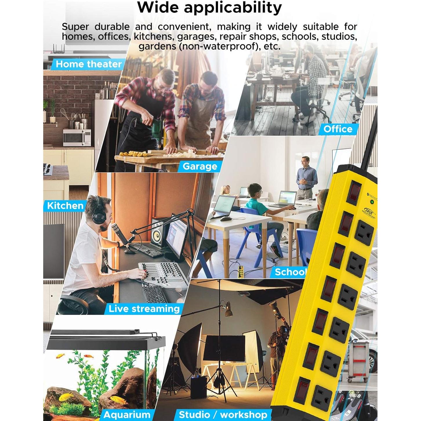 Regleta de Metal CRST 6 Salidas 15A 1200J con Interruptores