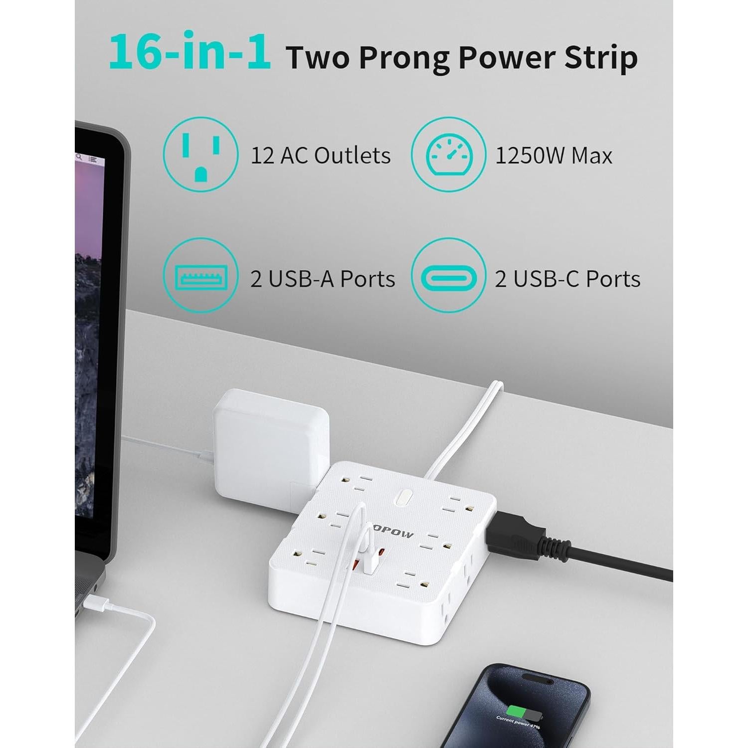 Adaptador de Enchufe 2 a 3 Clavijas ZHONGSHAN 12 AC 4 USB