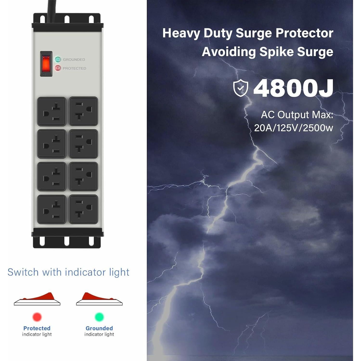 Regleta de Potencia Industrial CCCEI 20A 8 Salidas 6FT