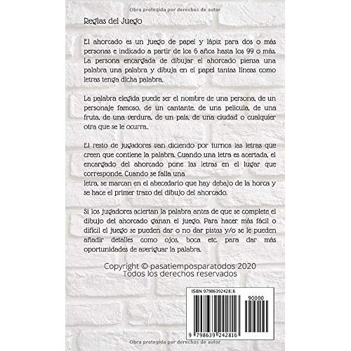 El Ahorcado - 100 horcas en blanco: Un libro de bolsillo para jugar cuando quieras, donde quieras y contra quien quieras (Spanish Edition)