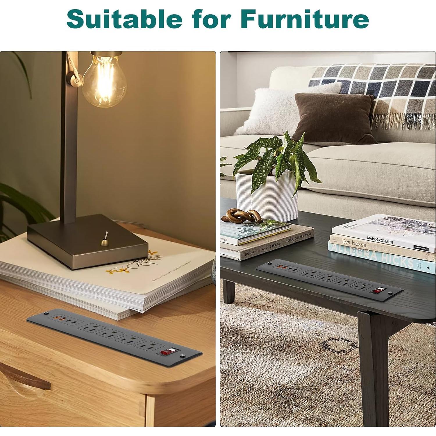 Tira de Energía Empotrada QBA 65W con 4 Salidas USB-C y USB-A