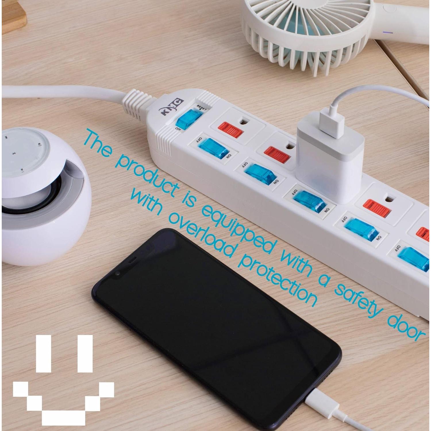 Regleta KMC 6 Salidas con Interruptores Independientes 1.22m