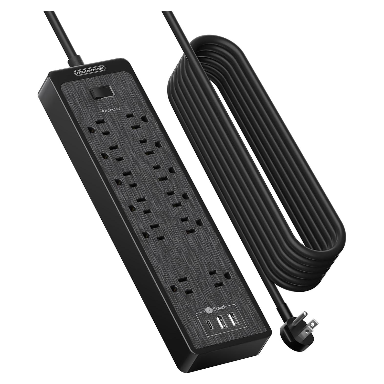 Regleta de Extensión NTONPOWER 7.62 m 12 Salidas 3 USB