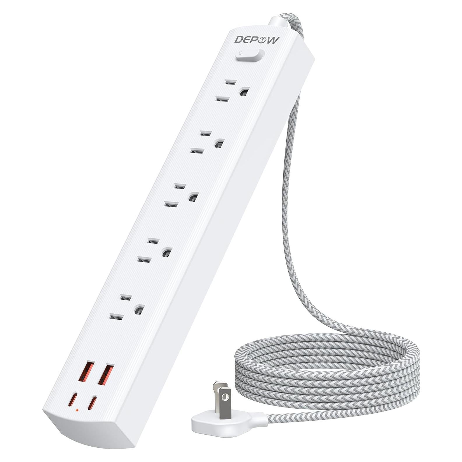 Adaptador de Enchufe 2 a 3 Clavijas DEPOW con 5 AC y 4 USB