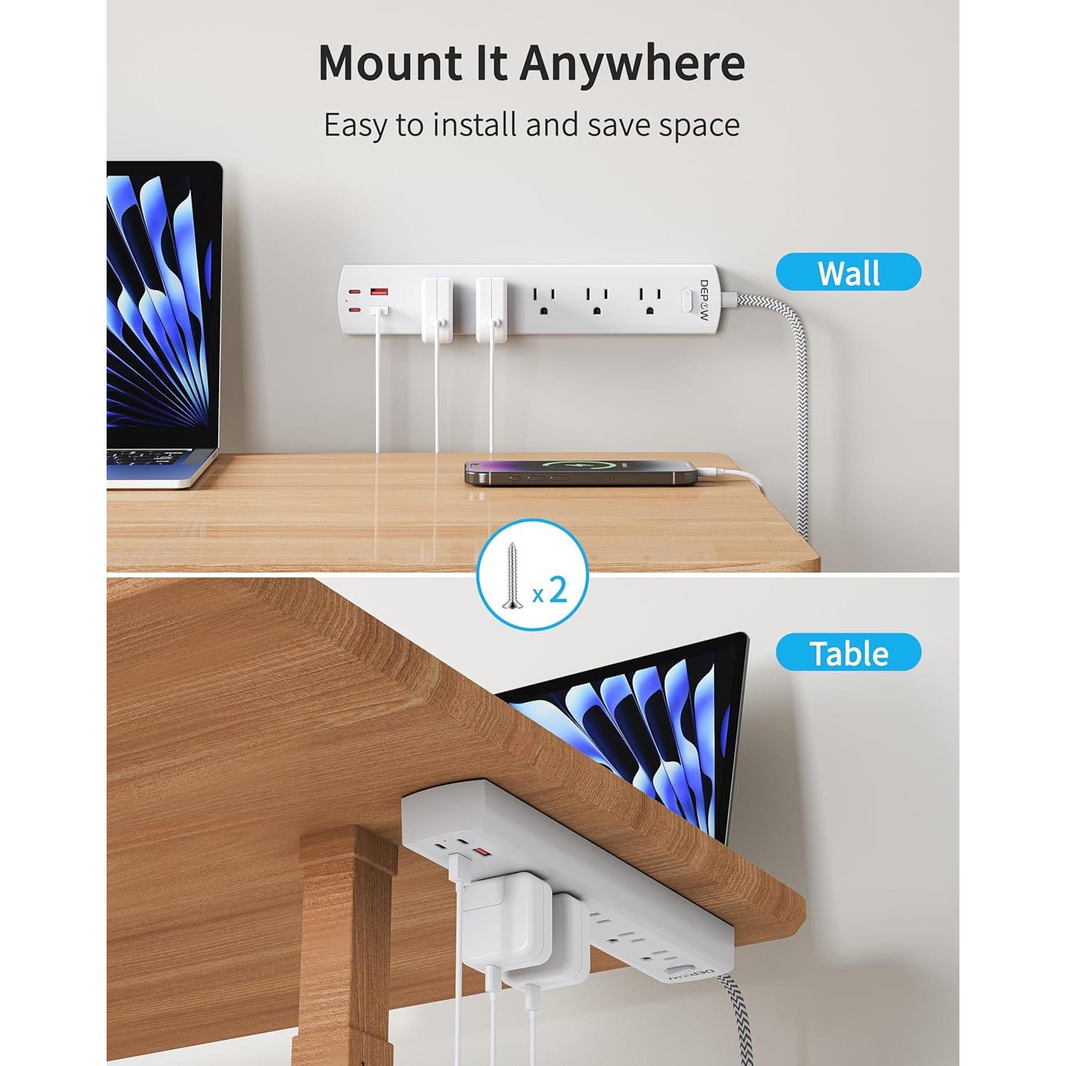 Adaptador de Enchufe 2 a 3 Clavijas DEPOW con 5 AC y 4 USB