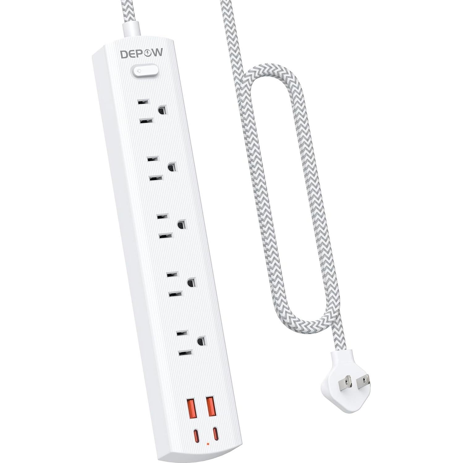 Adaptador de Enchufe 2 a 3 Clavijas DEPOW con 5 AC y 4 USB