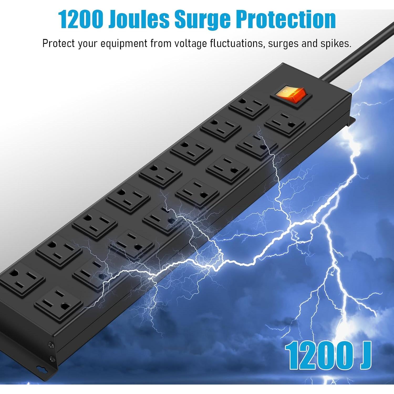 Regleta de Metal HHSOET 16 Salidas con Protección 1200J