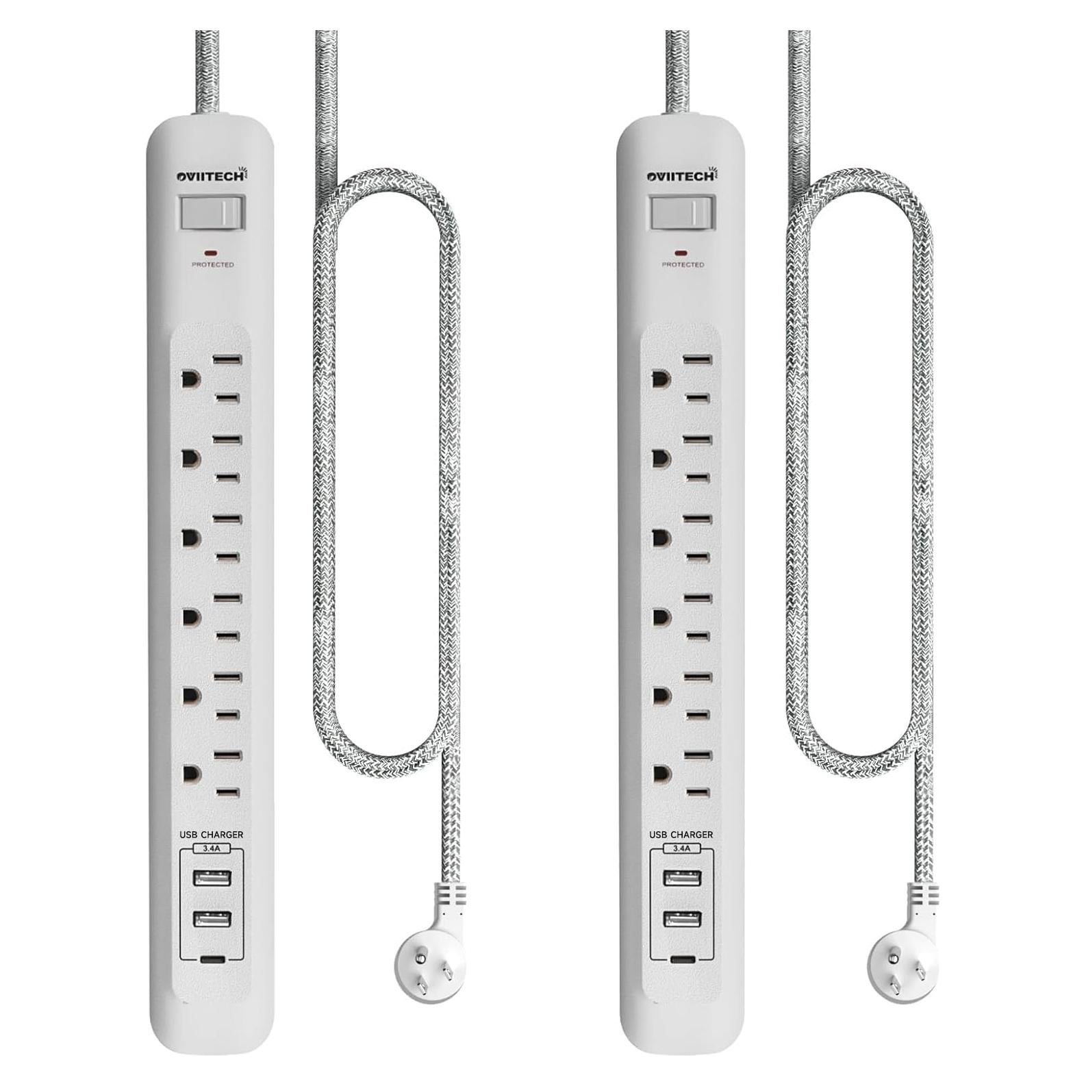 Regleta de Sobretensión Oviitech 6 Salidas 3 USB 1.5m Blanca