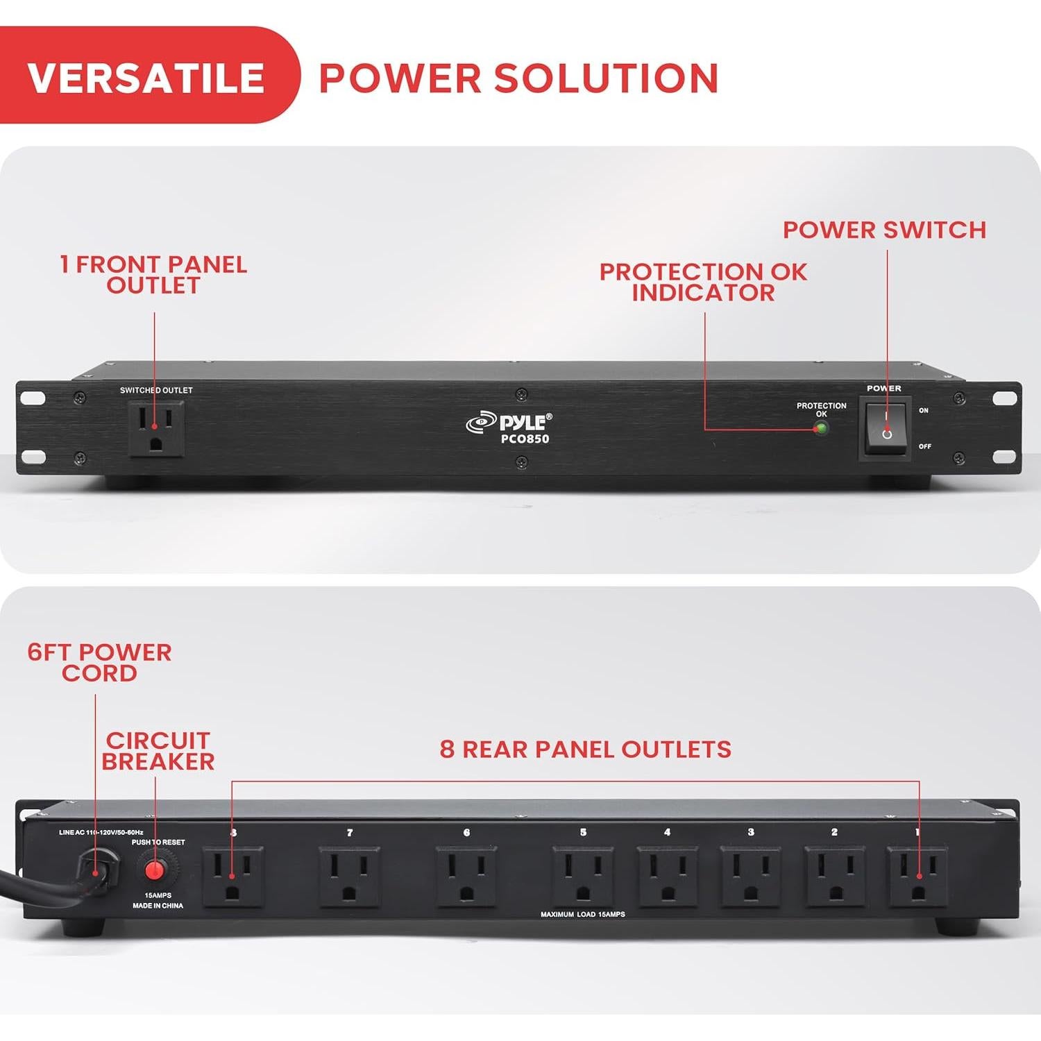 Tira de Protección Pyle PCO850 - 9 Salidas - 150 Julios