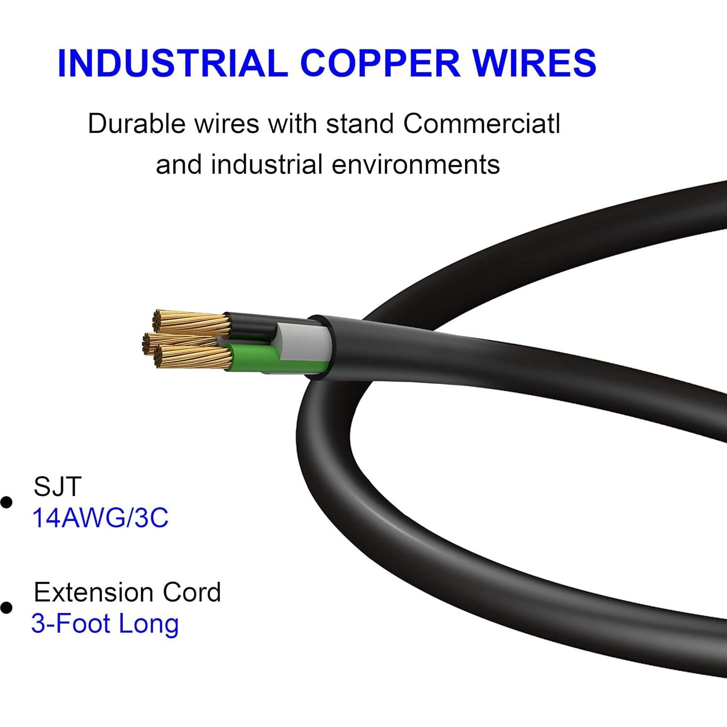 Tira de Enchufes Inland 6 Salidas 3FT 15A Industrial