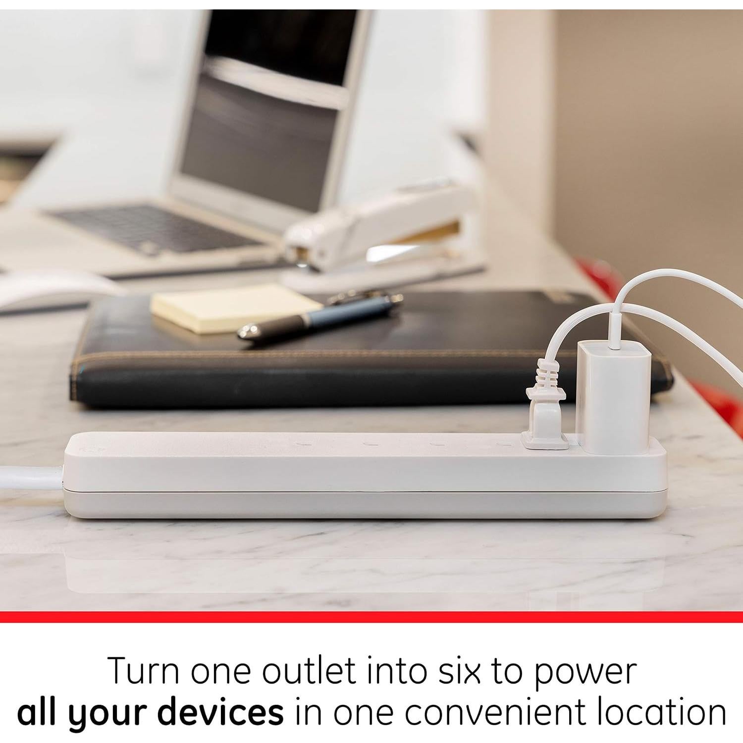 Regleta Protectora GE 6 Salidas 0.61 m 620 Julios 2 Paquete