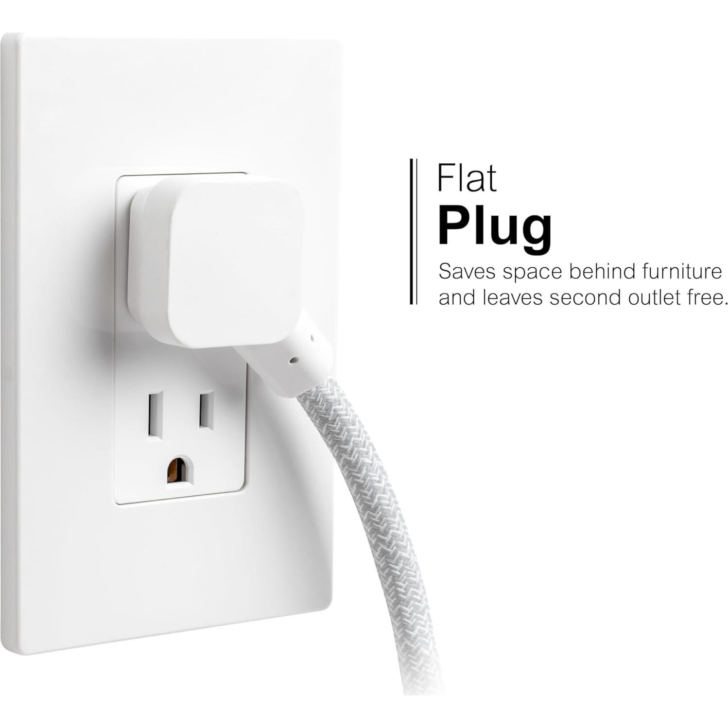 Toma de Corriente Plana GE 6ft con 2 USB-A y 1 USB-C