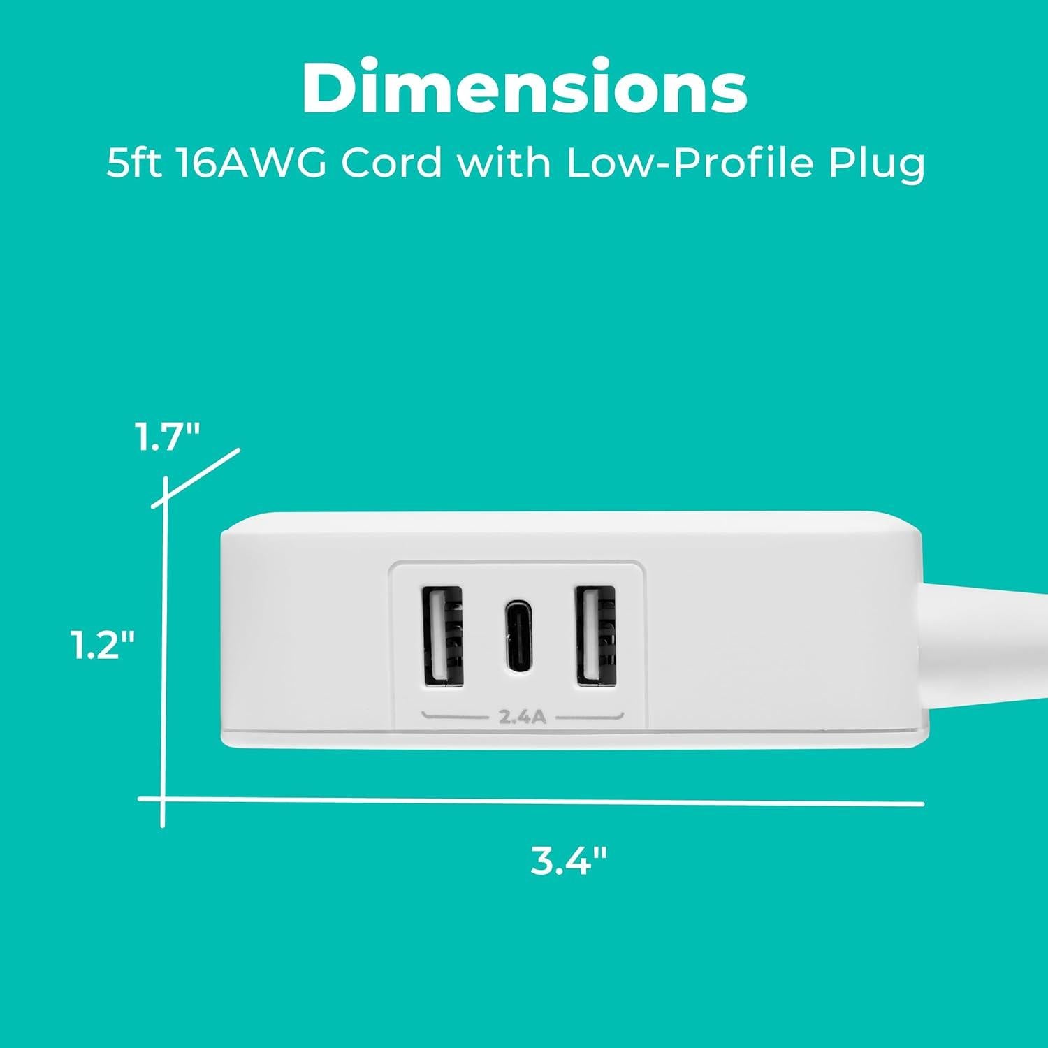 Regleta de Energía KMC con 2 Salidas y 3 Puertos USB, 245J