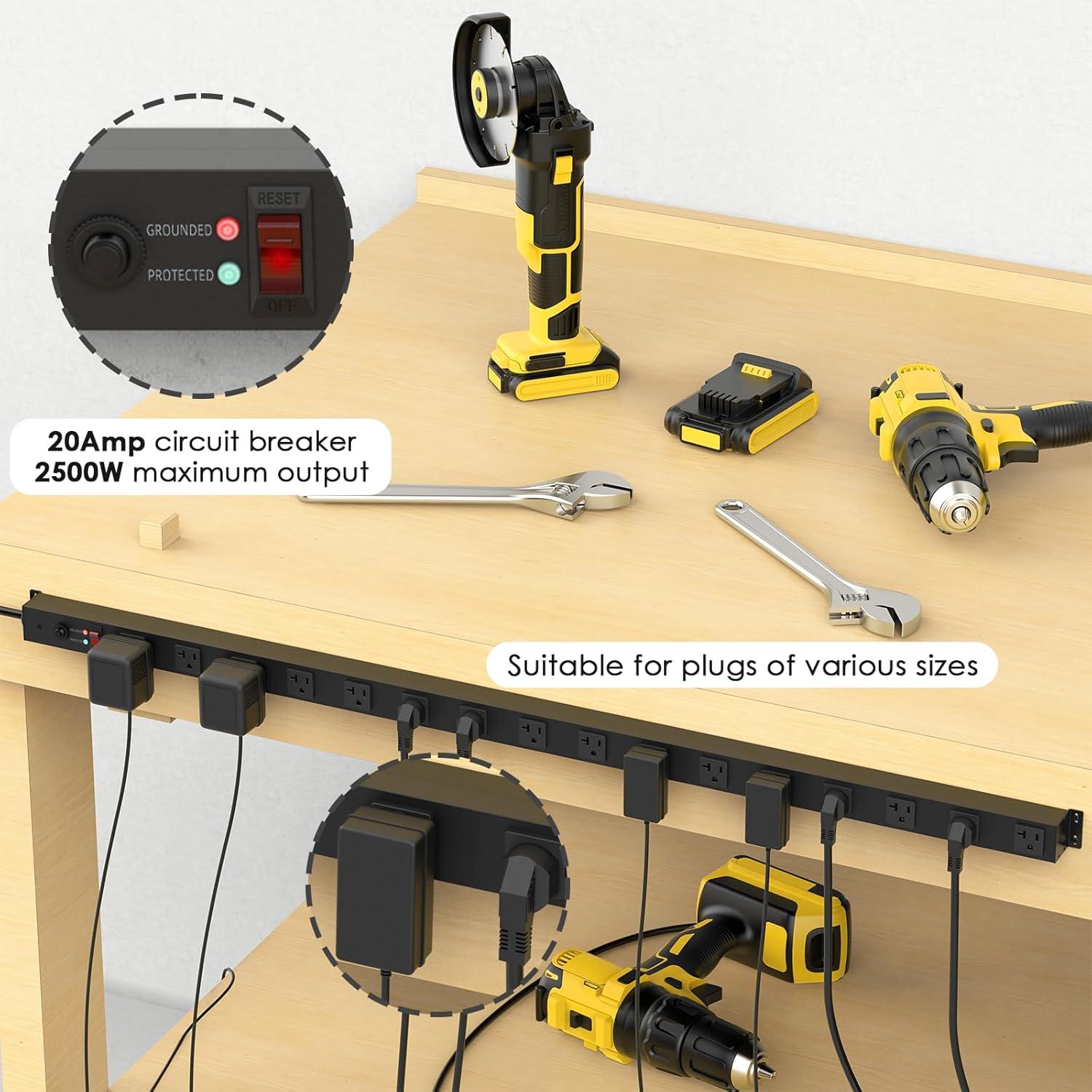 Regleta de Metal JUNNUJ 16 Salidas 1.83m Alta Resistencia