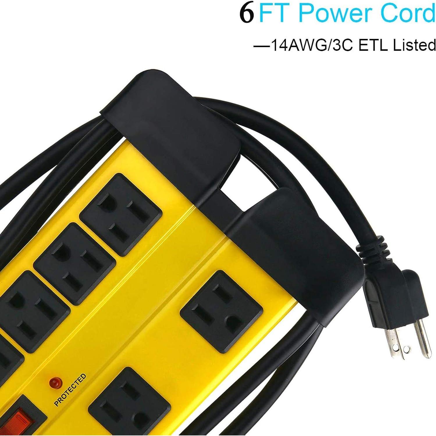 Regleta de Sobretensión CCCEI 8 Salidas 1200J Amarilla 1.83m