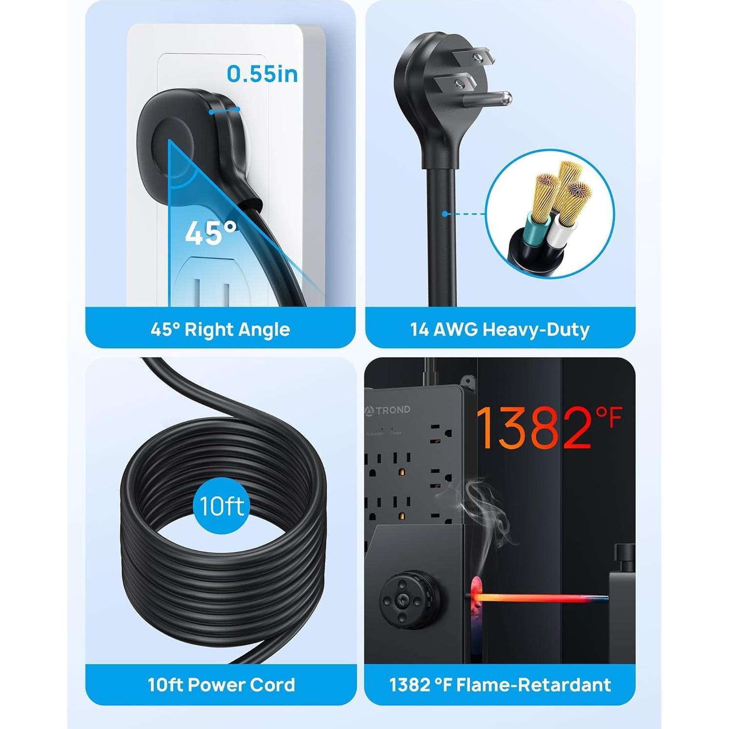 Regleta de Sobretensión TROND Prime X 22 Salidas 10FT USB